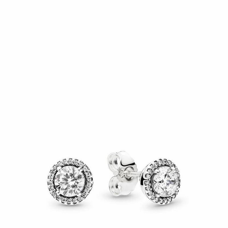 Pandora Round Sparkle Stud Earrings - Sterling Silver/Cubic Zirconia - Canada | ET4732AI